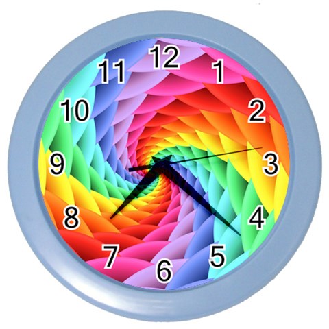 Psychedelic Rainbow Spiral Color Wall Clock from ArtsNow.com Front