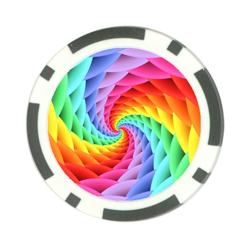 Psychedelic Rainbow Spiral Poker Chip Card Guard from ArtsNow.com Front