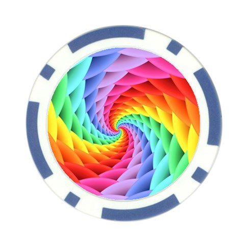 Psychedelic Rainbow Spiral Poker Chip Card Guard from ArtsNow.com Front