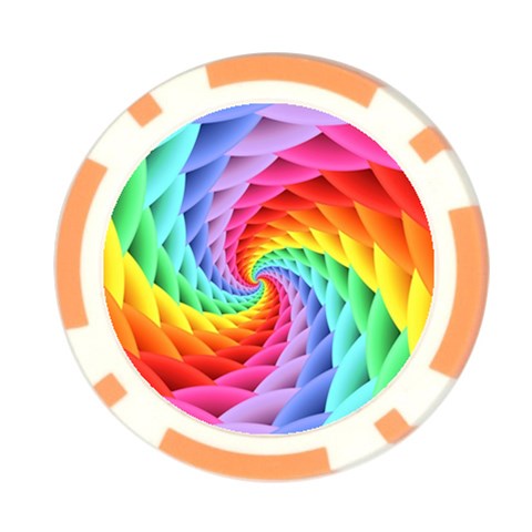 Psychedelic Rainbow Spiral Poker Chip Card Guard from ArtsNow.com Front