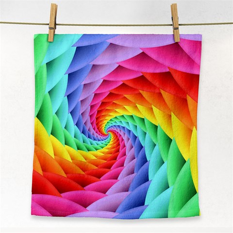 Psychedelic Rainbow Spiral Face Towel from ArtsNow.com Front