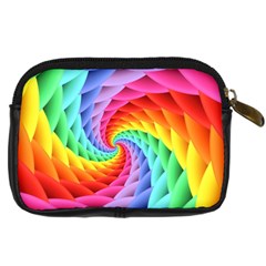 Psychedelic Rainbow Spiral Digital Camera Leather Case from ArtsNow.com Back