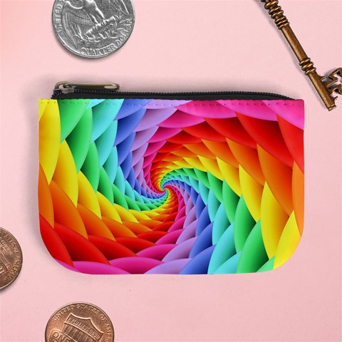 Psychedelic Rainbow Spiral Mini Coin Purse from ArtsNow.com Front