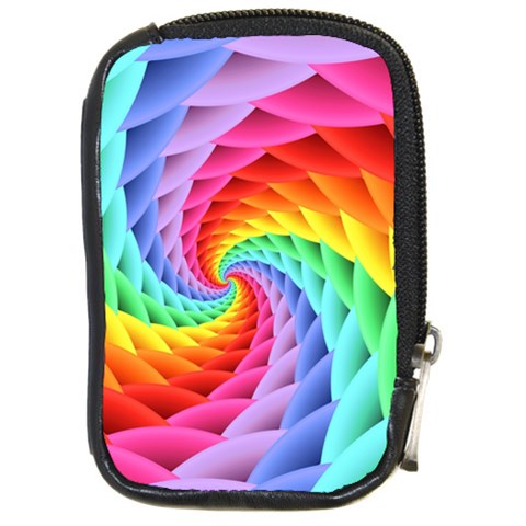 Psychedelic Rainbow Spiral Compact Camera Leather Case from ArtsNow.com Front