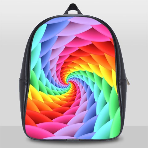 Psychedelic Rainbow Spiral School Bag (Large) from ArtsNow.com Front