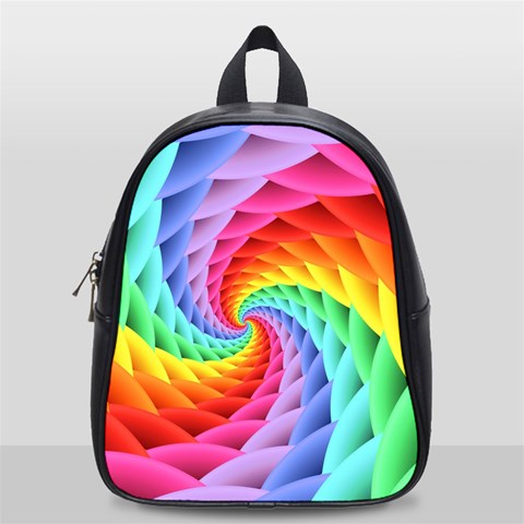 Psychedelic Rainbow Spiral School Bag (Small) from ArtsNow.com Front