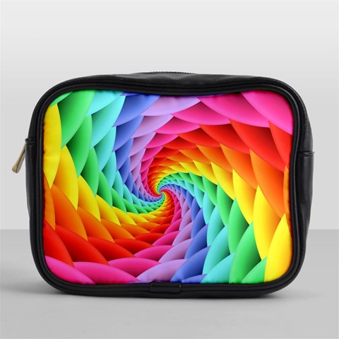 Psychedelic Rainbow Spiral Mini Toiletries Bag (One Side) from ArtsNow.com Front