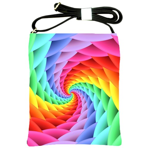 Psychedelic Rainbow Spiral Shoulder Sling Bag from ArtsNow.com Front