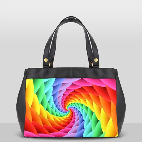 Psychedelic Rainbow Spiral Oversize Office Handbag (2 Sides) from ArtsNow.com Front