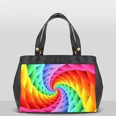 Psychedelic Rainbow Spiral Oversize Office Handbag (2 Sides) from ArtsNow.com Front