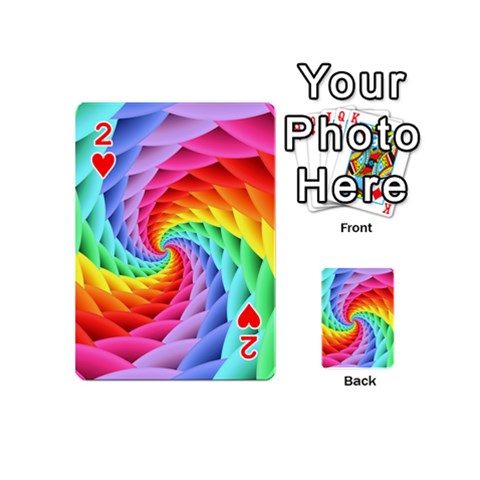 Psychedelic Rainbow Spiral Playing Cards 54 (Mini) from ArtsNow.com Front - Heart2