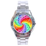 Psychedelic Rainbow Spiral Stainless Steel Analogue Watch