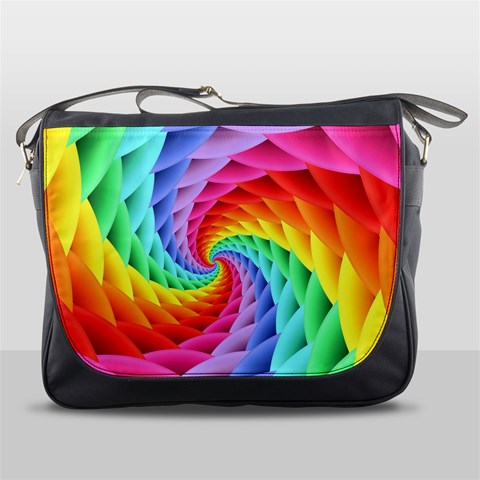 Psychedelic Rainbow Spiral Messenger Bag from ArtsNow.com Front