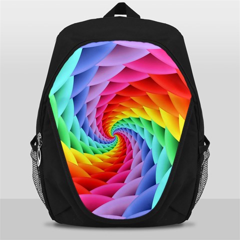 Psychedelic Rainbow Spiral Backpack Bag from ArtsNow.com Front