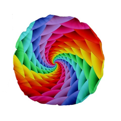 Psychedelic Rainbow Spiral Standard 15  Premium Round Cushion  from ArtsNow.com Front