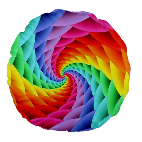 Psychedelic Rainbow Spiral Large 18  Premium Round Cushion  from ArtsNow.com Front