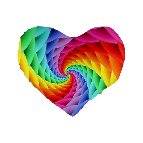 Psychedelic Rainbow Spiral Standard 16  Premium Heart Shape Cushion  from ArtsNow.com Front