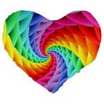 Psychedelic Rainbow Spiral Large 19  Premium Heart Shape Cushion