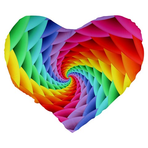 Psychedelic Rainbow Spiral Large 19  Premium Heart Shape Cushion from ArtsNow.com Back