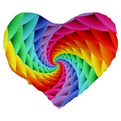 Psychedelic Rainbow Spiral Large 19  Premium Heart Shape Cushion from ArtsNow.com Back