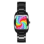 Psychedelic Rainbow Spiral Stainless Steel Barrel Watch