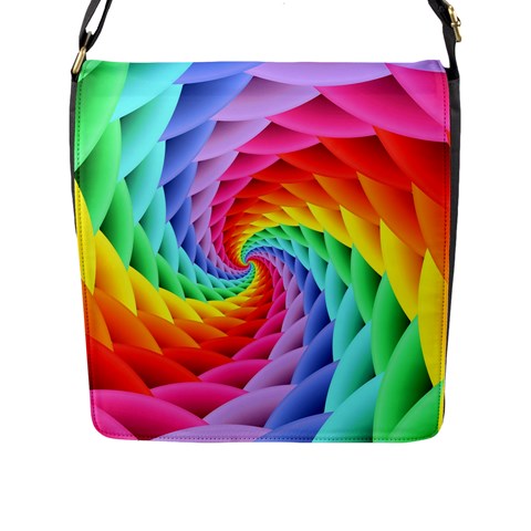 Psychedelic Rainbow Spiral Flap Closure Messenger Bag (L) from ArtsNow.com Front