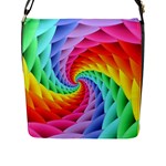 Psychedelic Rainbow Spiral Flap Closure Messenger Bag (L)