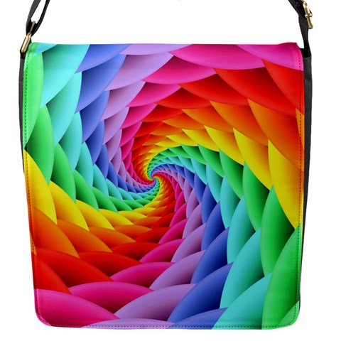 Psychedelic Rainbow Spiral Flap Closure Messenger Bag (S) from ArtsNow.com Front