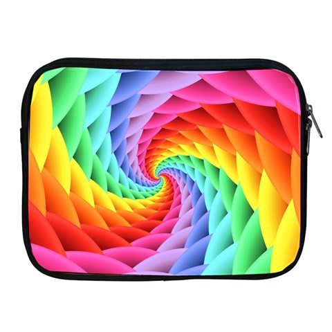 Psychedelic Rainbow Spiral Apple iPad 2/3/4 Zipper Case from ArtsNow.com Front