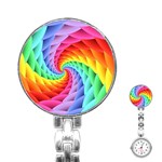 Psychedelic Rainbow Spiral Stainless Steel Nurses Watch