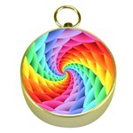 Psychedelic Rainbow Spiral Gold Compass