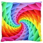 Psychedelic Rainbow Spiral Large Flano Cushion Case (One Side)