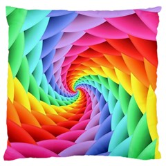 Psychedelic Rainbow Spiral Large Flano Cushion Case (Two Sides) from ArtsNow.com Front