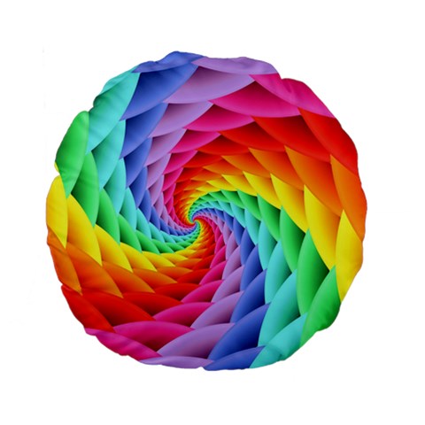 Psychedelic Rainbow Spiral Standard 15  Premium Flano Round Cushion  from ArtsNow.com Front