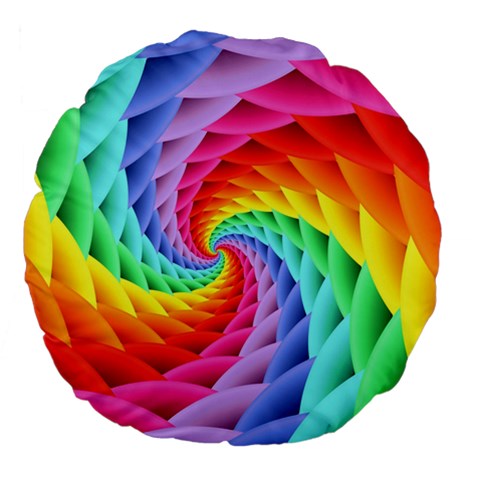 Psychedelic Rainbow Spiral Large 18  Premium Flano Round Cushion  from ArtsNow.com Front