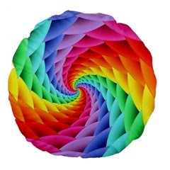 Psychedelic Rainbow Spiral Large 18  Premium Flano Round Cushion  from ArtsNow.com Front