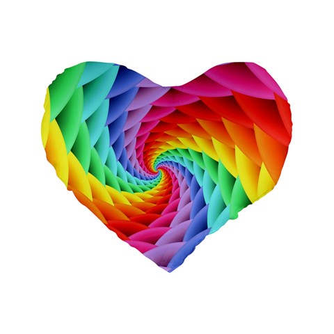 Psychedelic Rainbow Spiral Standard 16  Premium Flano Heart Shape Cushion  from ArtsNow.com Front