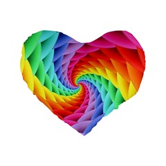 Psychedelic Rainbow Spiral Standard 16  Premium Flano Heart Shape Cushion  from ArtsNow.com Front