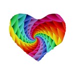 Psychedelic Rainbow Spiral Standard 16  Premium Flano Heart Shape Cushion 