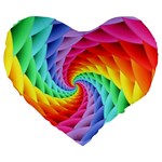 Psychedelic Rainbow Spiral Large 19  Premium Flano Heart Shape Cushion