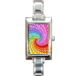 Psychedelic Rainbow Spiral Rectangle Italian Charm Watch