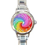 Psychedelic Rainbow Spiral Round Italian Charm Watch