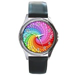 Psychedelic Rainbow Spiral Round Metal Watch