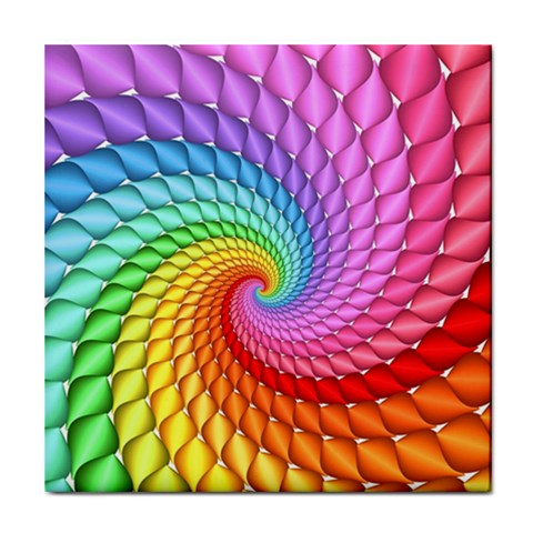 Psychedelic Rainbow Spiral Tile Coaster from ArtsNow.com Front