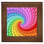 Psychedelic Rainbow Spiral Framed Tile