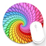 Psychedelic Rainbow Spiral Round Mousepad