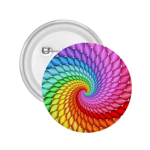 Psychedelic Rainbow Spiral 2.25  Button from ArtsNow.com Front