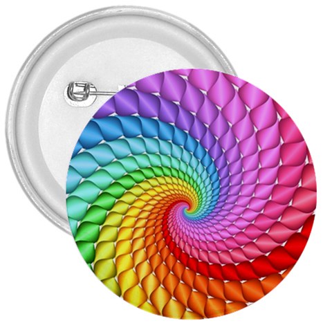 Psychedelic Rainbow Spiral 3  Button from ArtsNow.com Front