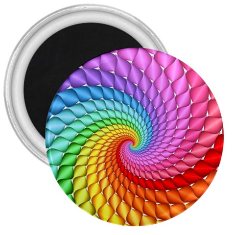 Psychedelic Rainbow Spiral 3  Magnet from ArtsNow.com Front