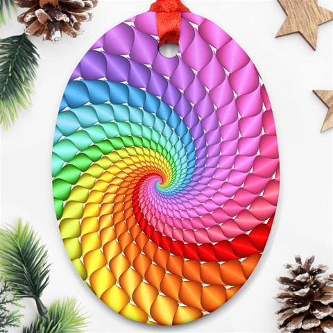 Psychedelic Rainbow Spiral Ornament (Oval) from ArtsNow.com Front